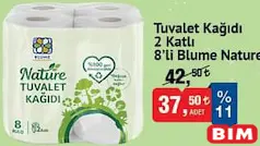 BLUME NATURE TUVALET KAĞIDI 2 KATLI 8'Lİ